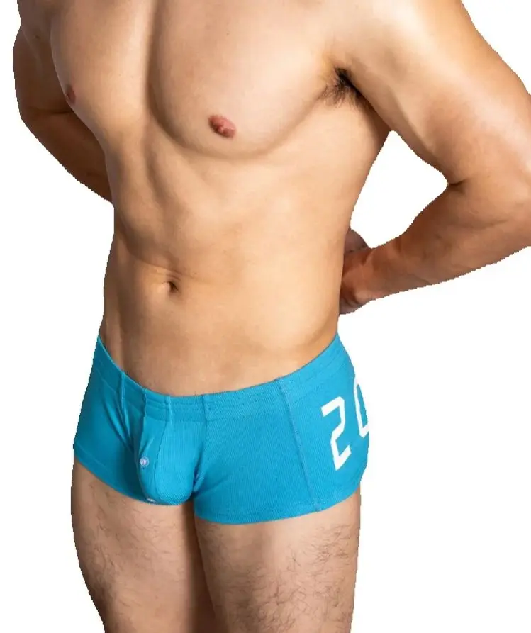 

Men's underwear solid color boxers button letter 20 thread rayon boxer tide panties men