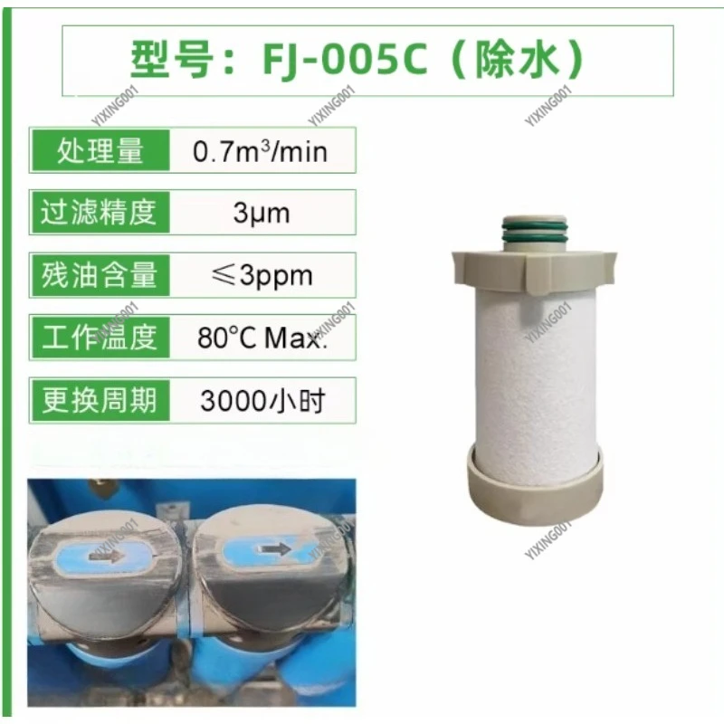 FJ/CJ-020C/T/A/F/X Precision Coalescing Oil Removal Filter Element, Compressed Air Purifier For Laser Cutting Machine & Refriger