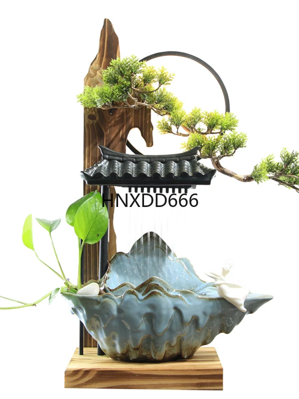 

Flowing water generates wealth ornament with lamp ring entrance decorative ceramic flowing water device