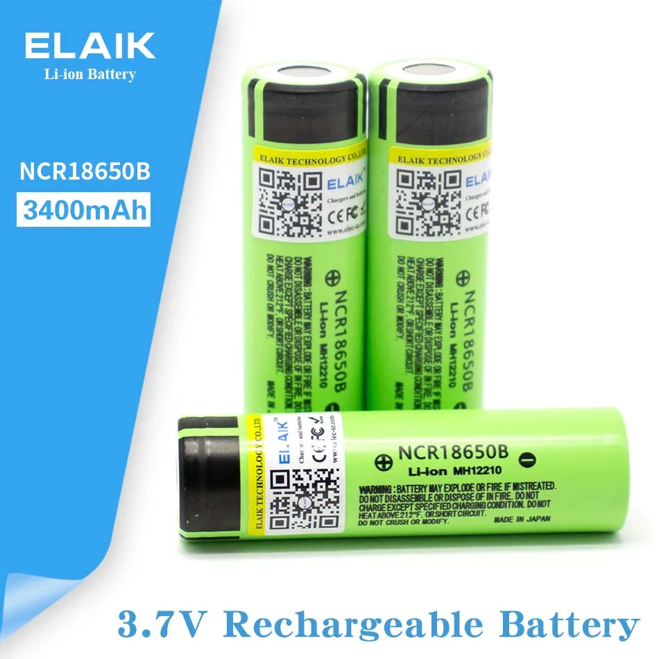 100% Original 18650 battery NCR18650B 3.7v 3400mah 18650 rechargeable lithium battery for flashlight batteries