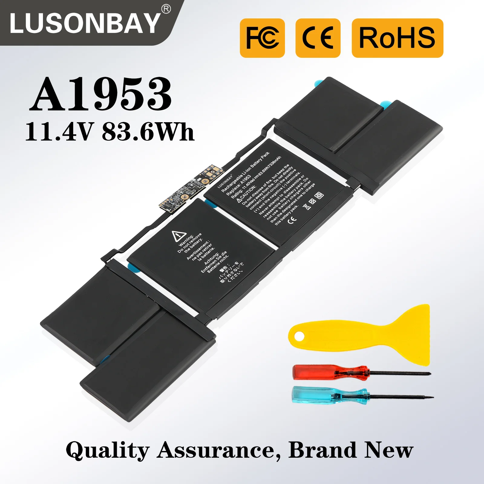 

LUSONBAY A1953 Laptop Battery for Apple MacBook Pro 15" A1990 touchbar 2018 2019 EMC 3215 MC3359 MR962LL 11.42V 83.6Wh