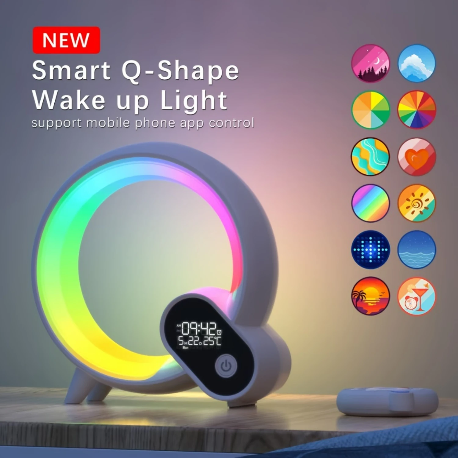 

Ideal Gift Smart, Adjustable, and Stylish Wake Up Light with Natural Sounds, Snooze Function, Nightlight, and Remote Control -