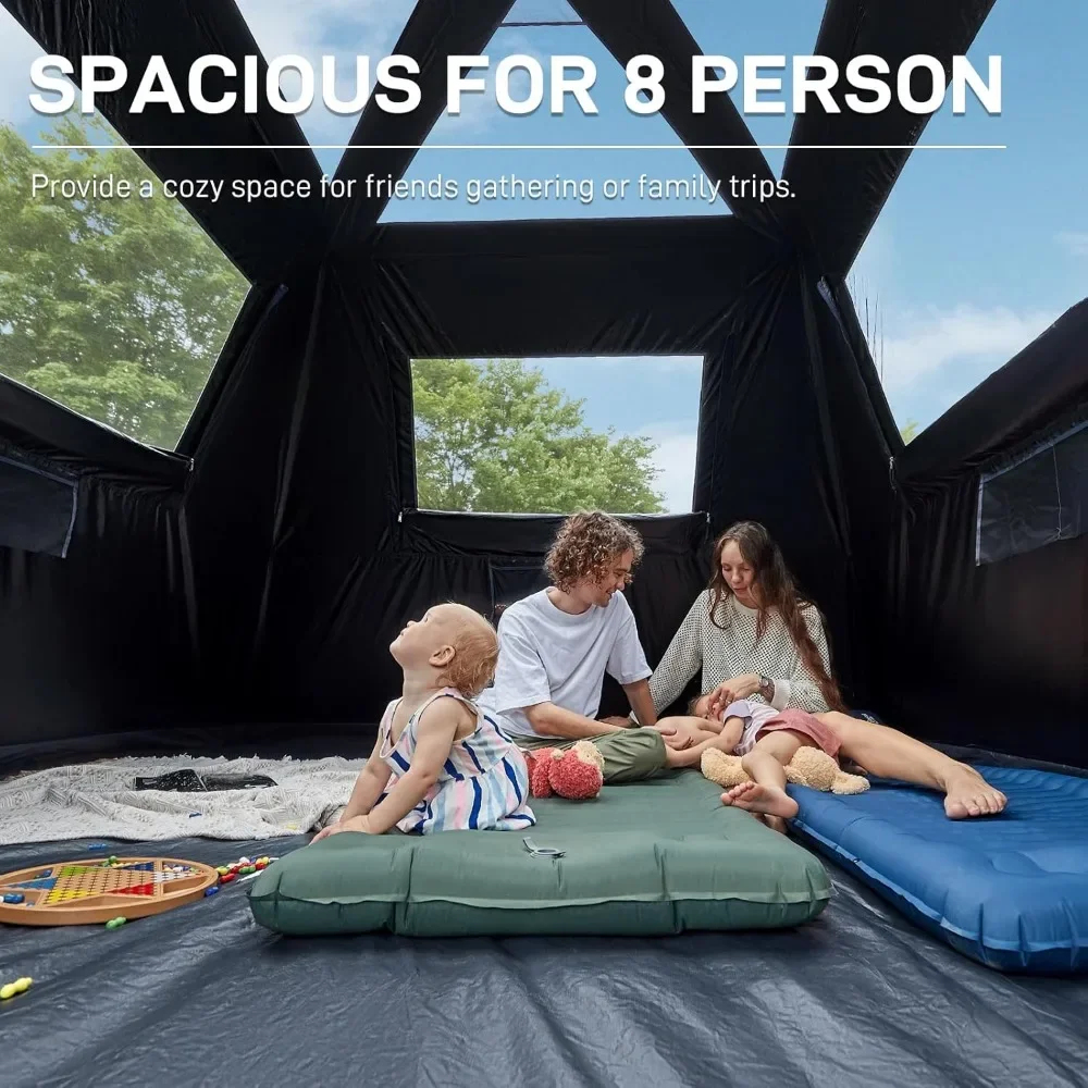 

with Multi Room, Family Tent with Extra Porch and Rainfly,2 Rooms Huge Portable Tent 8 Person Blackout Cabin Tent, Camping Tent