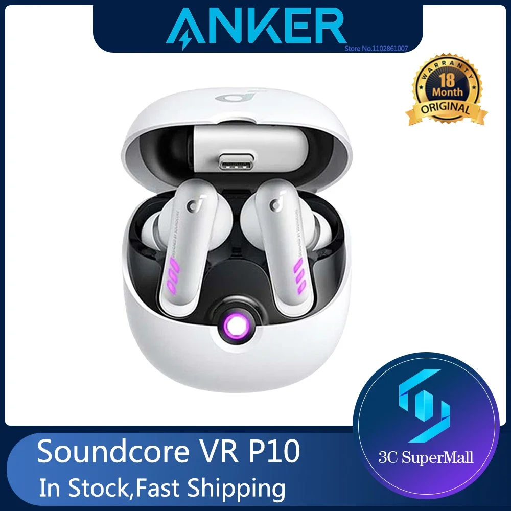 Original Anker Soundcore VR P10 Wireless Gaming Headset 30ms Low Latency Earphone Dual Connection Dongle for VR,PS5,Switch