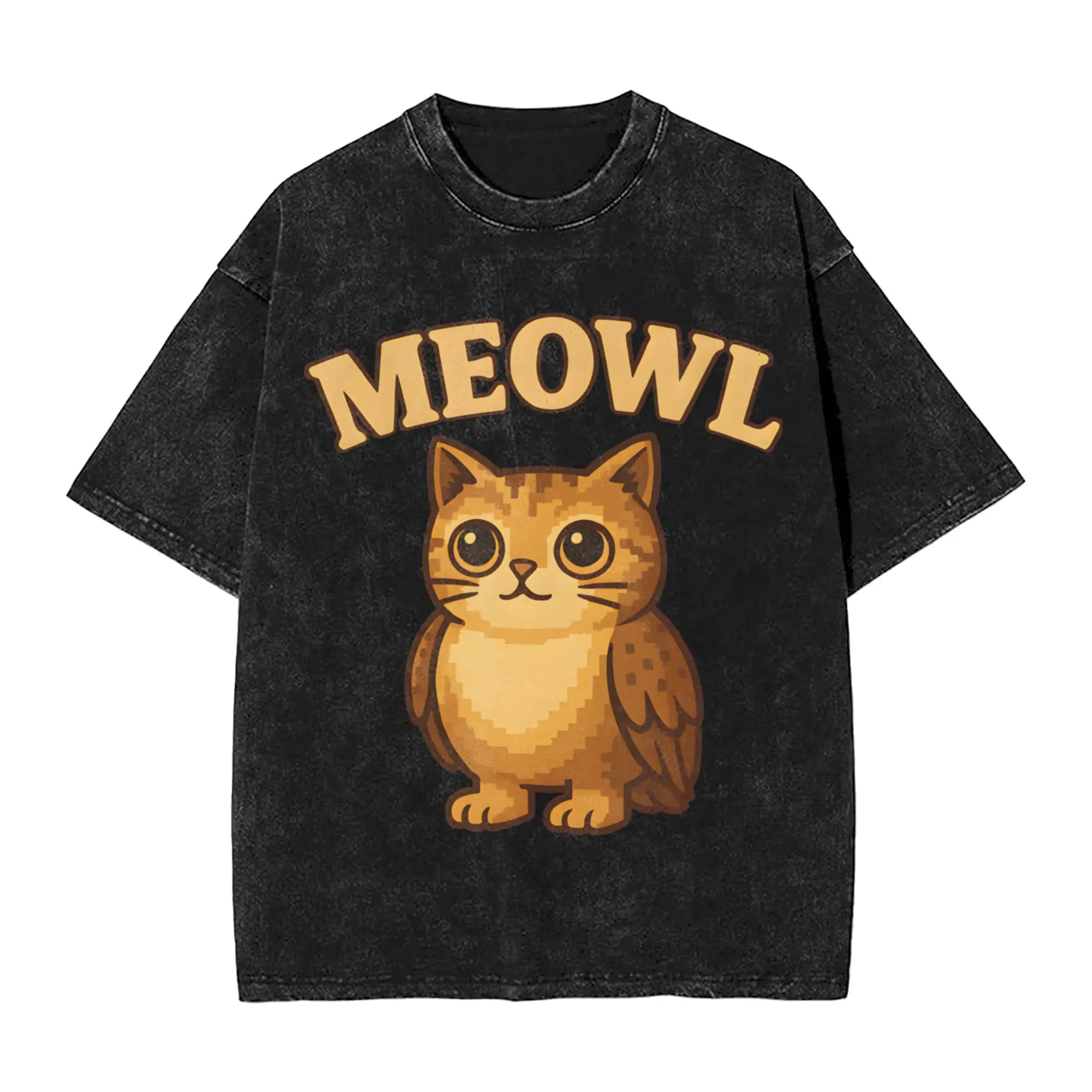 Men Meowl Meow Cat Owl Brainrot n Gaming T-Shirts Clothes Summer Vintage Short-Sleeved T-Shirt O-Neck Harajuku Design Tee Shirt