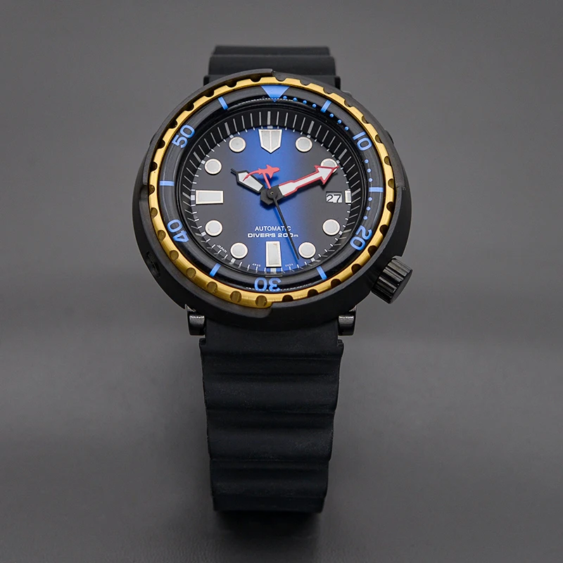 Black Tuna Case Watch Seiko Mod Wristwatch Waterproof Sapphire Crystal NH35 NH36 Movement Luminous Dial Diving Men Watch Parts