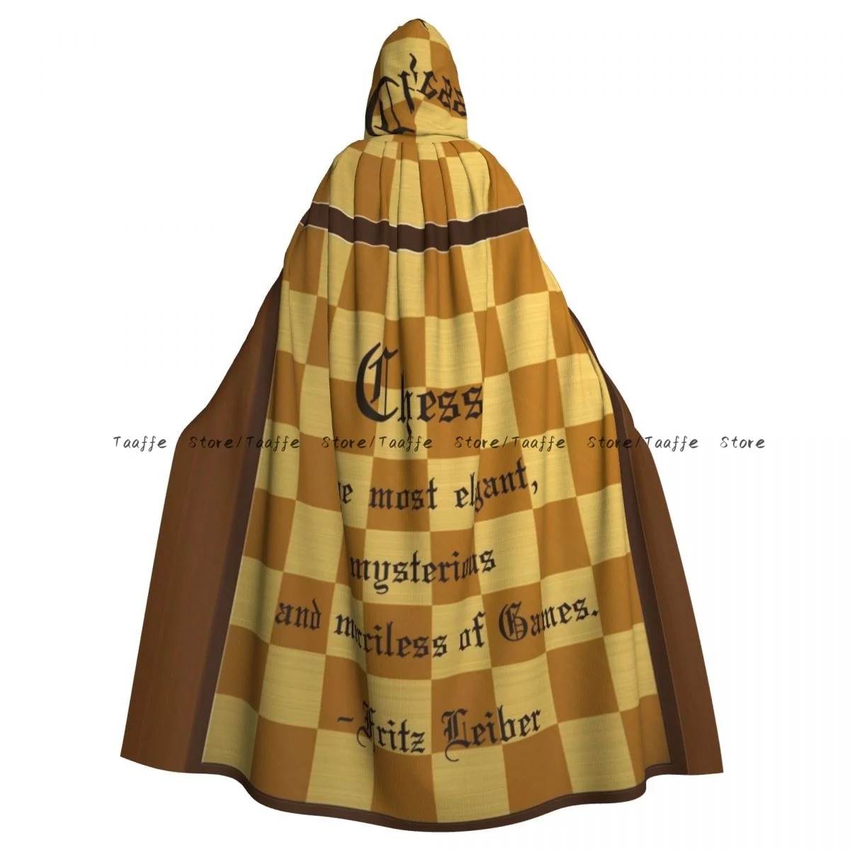 Adult Chess Game Cloak Cape Hooded Medieval Costume Witch Wicca Vampire Halloween Costume Dress Coat