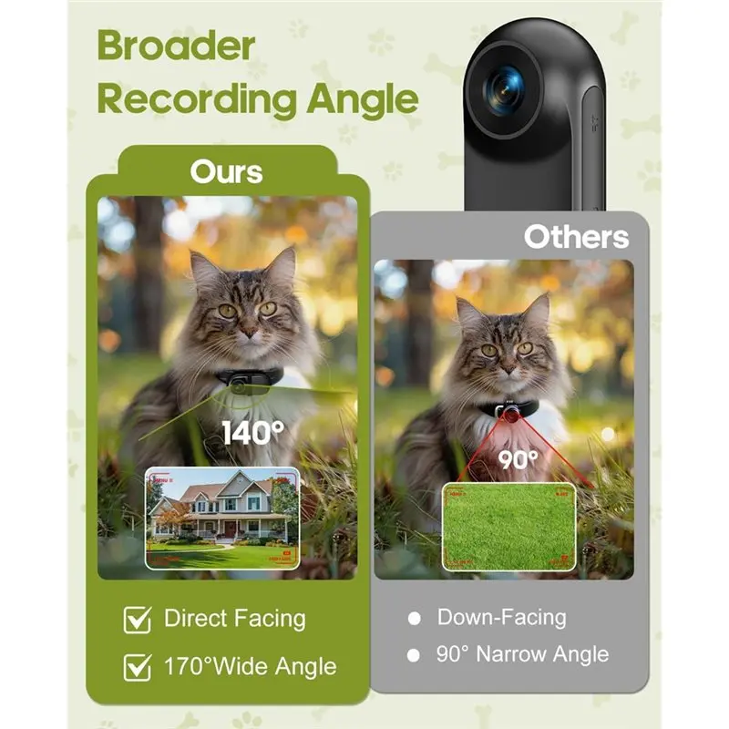 طوق كاميرا ABKN-Cat 1080P HD كاميرا رياضية صغيرة الحركة مع تسجيل فيديو، بطاقة SD 16G، جميع الأنشطة مستلزمات الحيوانات الأليفة/الأشياء #2