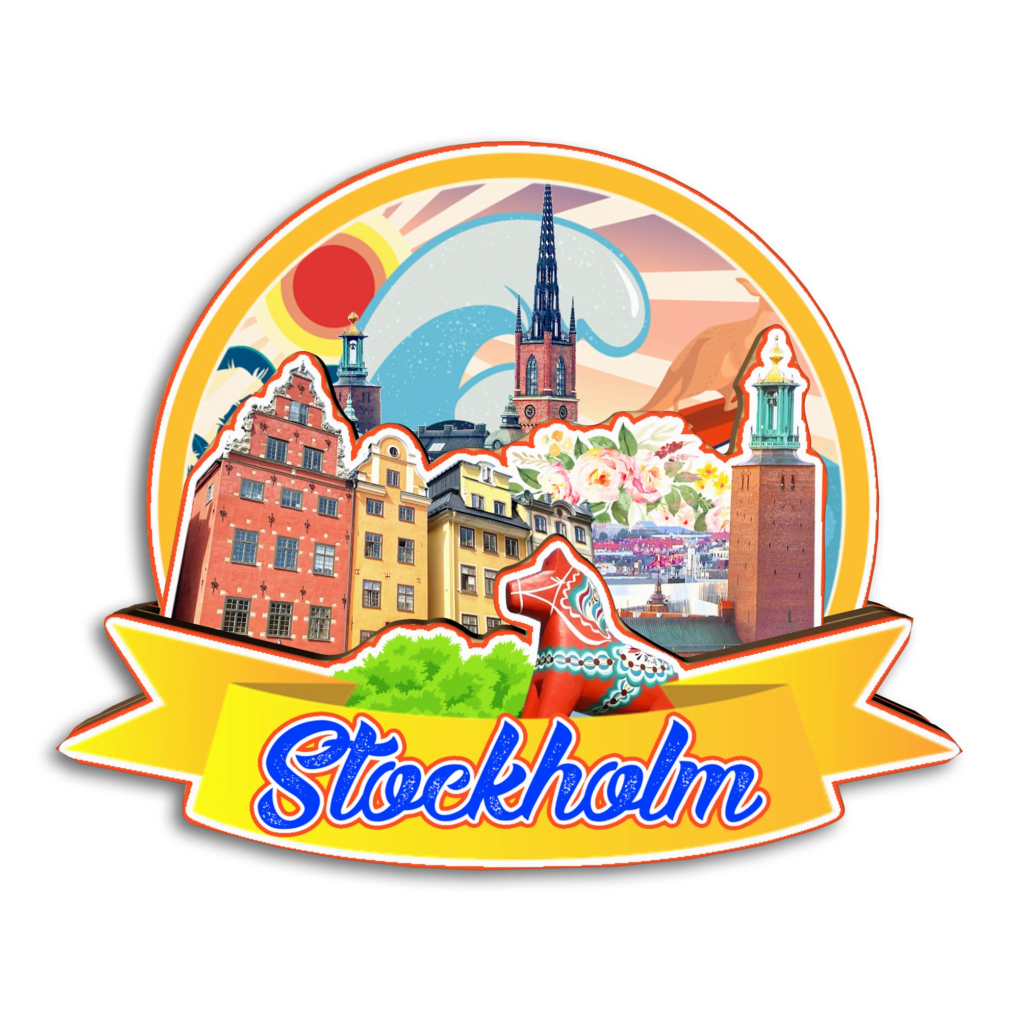 Стокгольм Гошенбург Малмо СВЕДЕН Магнит на холодильник Путешествия Сувенир Подарок Ручная работа Стокгольм Гошенбург Малмо СВЕДЕН Магнит на холодильник Путешествия Сувенир Подарок Ручная работа