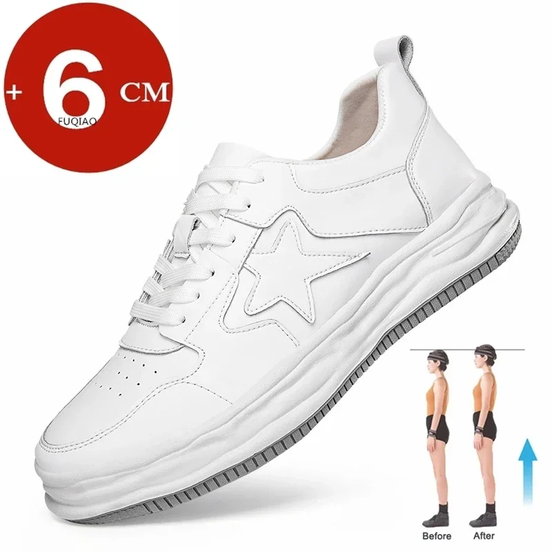 

Men Casual Lift Sneakers Elevator Shoes Fashion White 6CM Heighten Shoes For Male Hidden Heels Sports Height Increased Shoes Man