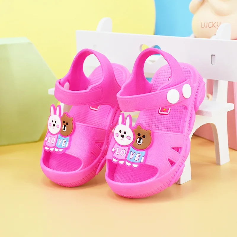 Baby Sandals Summer Cute Cartoon Beach Shoes Toddler Girls Boys Anti Slip Soft Bottom First Walkers PVC Comfortable Sandalias