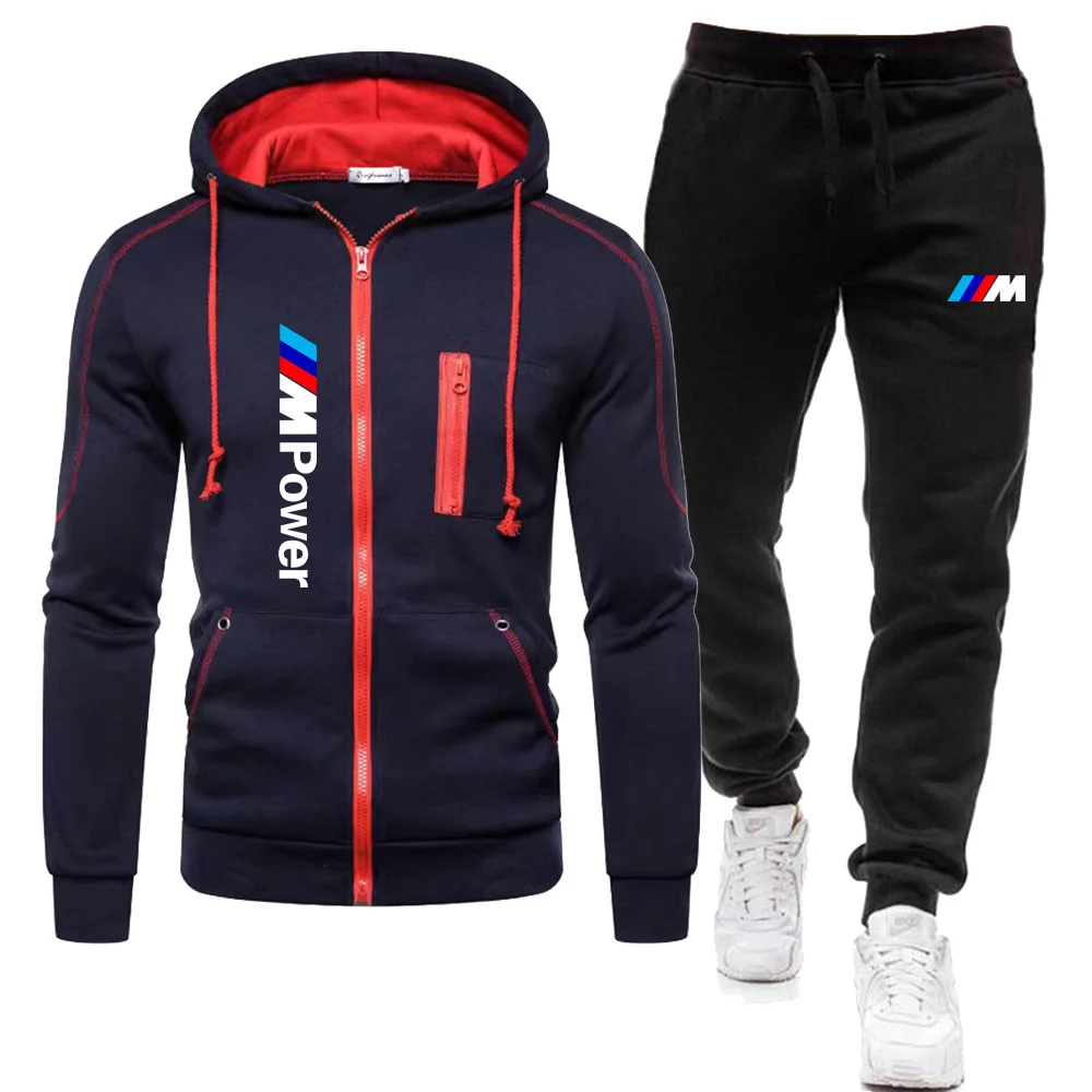 2025 BMW Limited New Brand Men's Autumn and Winter Hoodie Sets Casual Sports Shirt Track Suit  Super Car Sportswear+Jogging Pant