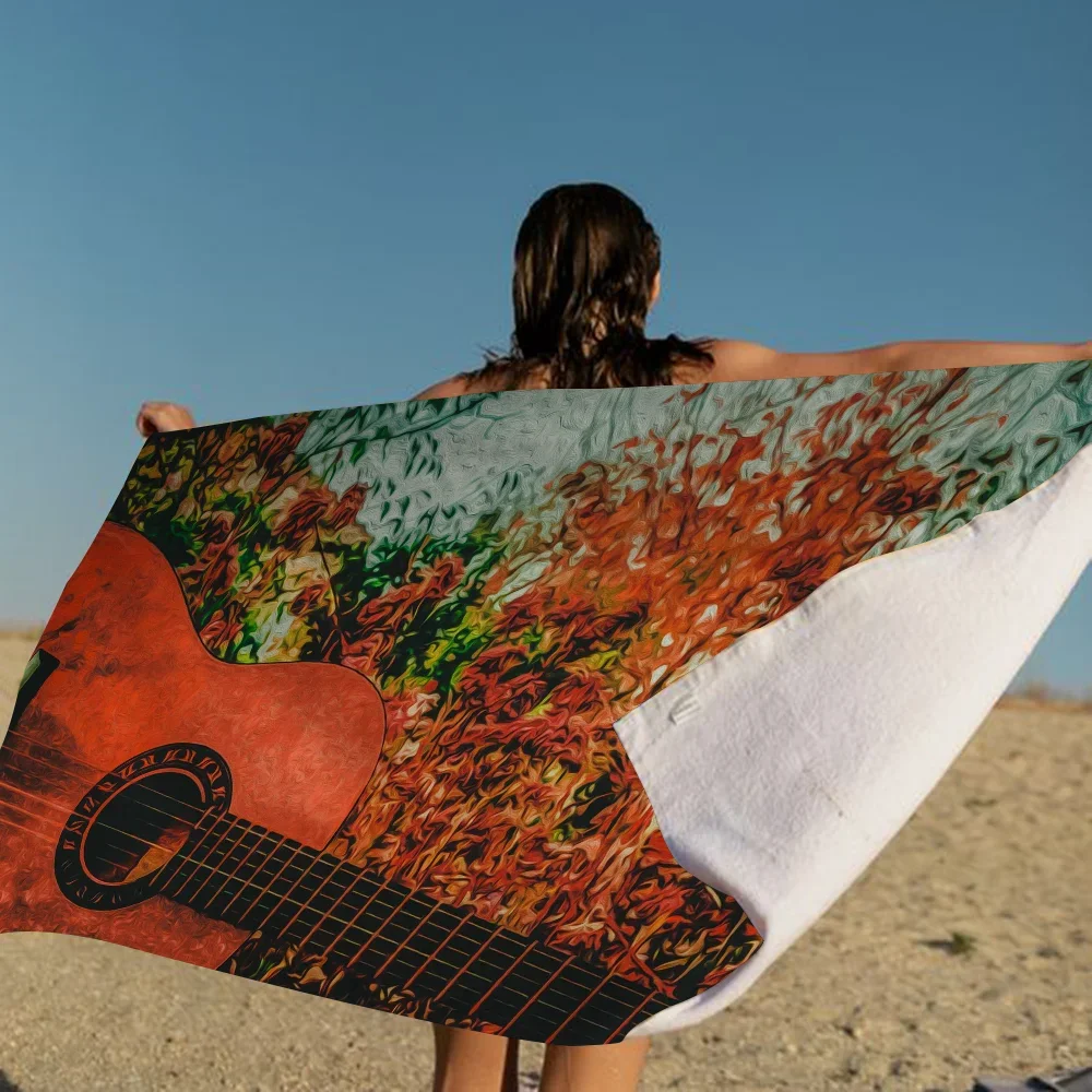 

Colour Guitar Pattern Cartoon Beach Towel Cute Kawaii Room Decor Bath Girls Children Hand Towels For Bathroom Shower