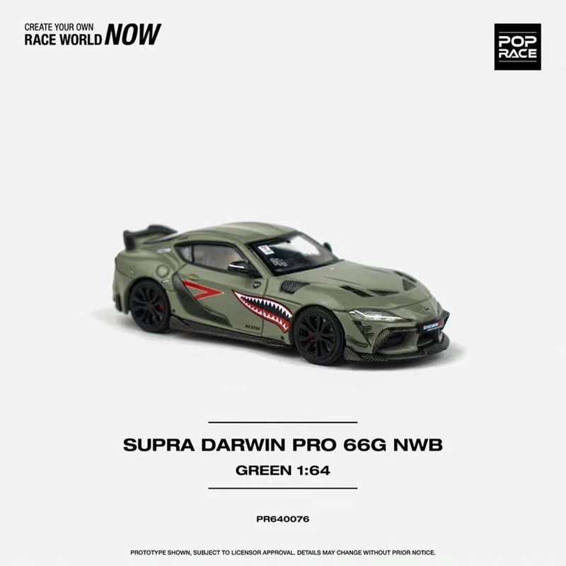 POPRACE 1/64 Toyota GR SUPRA DARWIN PRO 66G NWB Legering Speelgoed Motor Diecast Metaal Model Gift