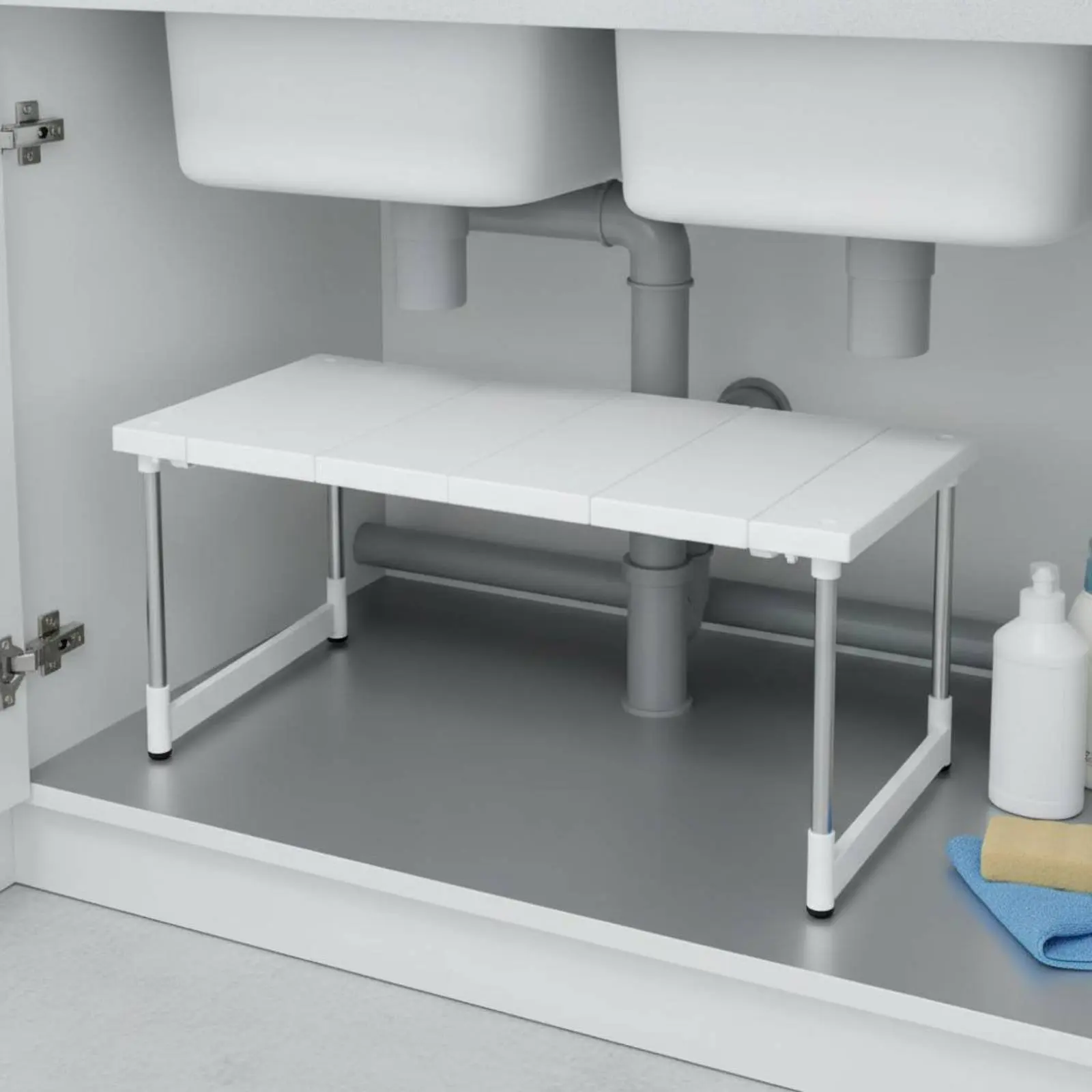 

Раздвижная полка для хранения, экономящая место, расширяемая полка для шкафа, органайзер под раковину, установка без сверления для арендаторов, для рабочего стола