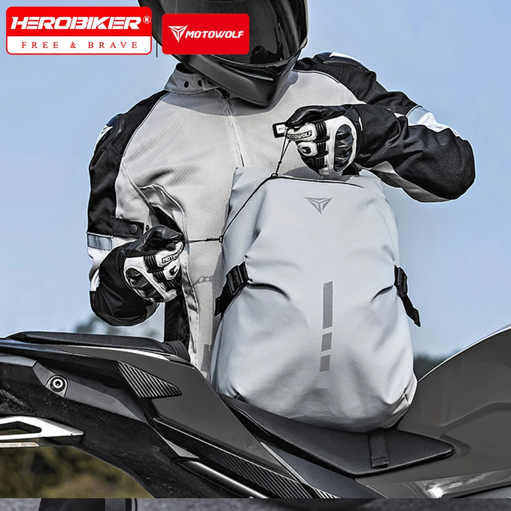 

Motorcycle Helmet Bag Reflective Waterproof Backpack Outdoor Night Cycling Safety Light Backpack Waterproof Travel Storage Bag