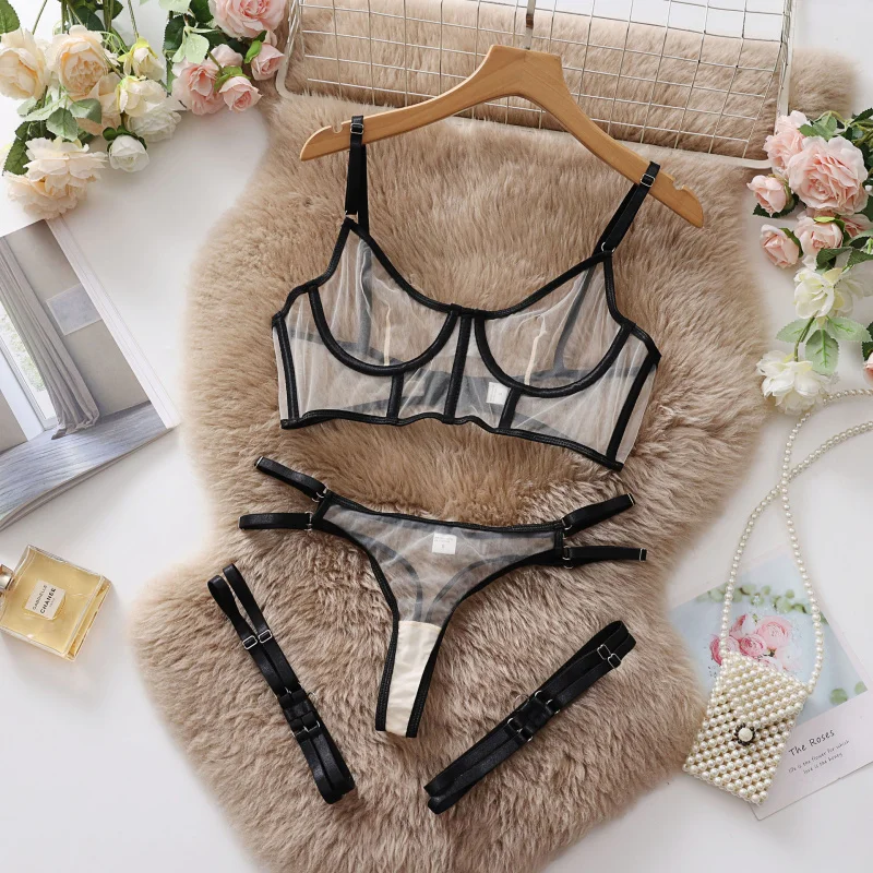

Bikini Mesh Transparent Sexy Lingerie Set Push-Up Bra Set