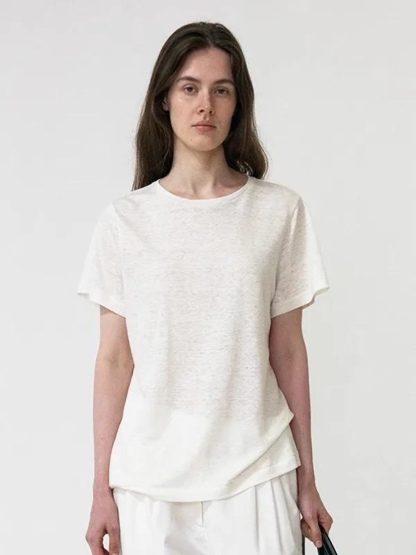 

Женская футболка Nothing Written ort Sve, льняная повседневная свободная круглая футболка Ne Top, дышащая летняя новинка, увлажнение ng