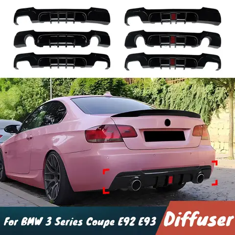 For BMW 3 Series Coupe E92 E93 2006-2013 Car Rear Bumper Black Diffuser Splitter Spoiler With Iight LED Exterior Body Kit