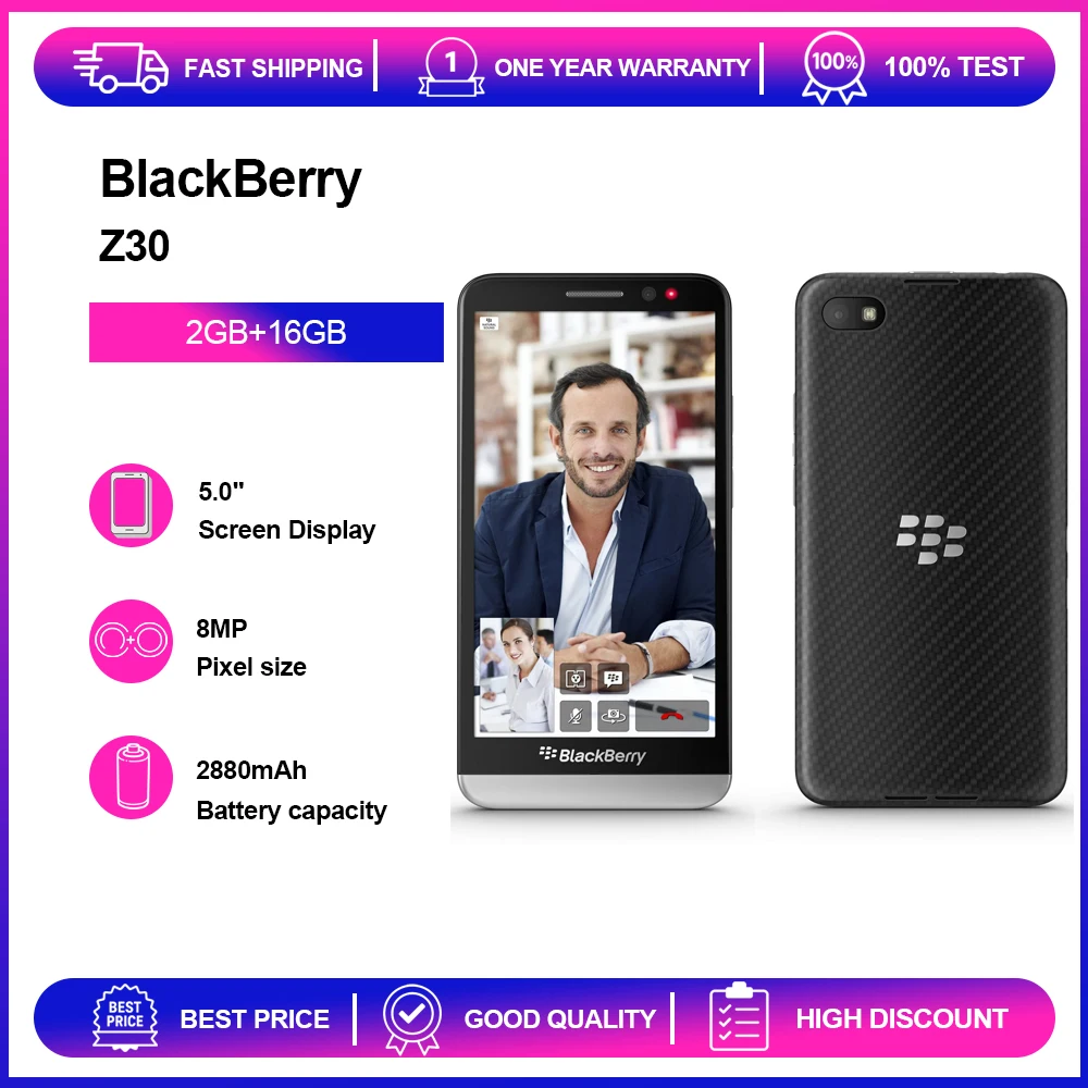 Original BlackBerry Z30 4G Unlocked Mobile Cell Phone 5.0'' 8MP