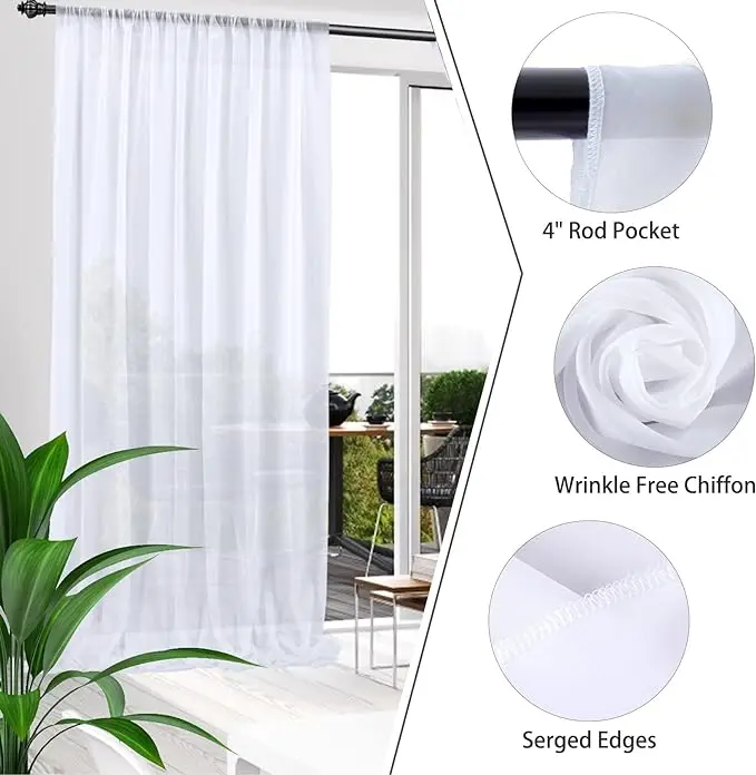 Wedding Backdrop Curtain Chiffon Fabric Drape Drapery for Wedding Party Event Curtains Photo Background Home Window Decor