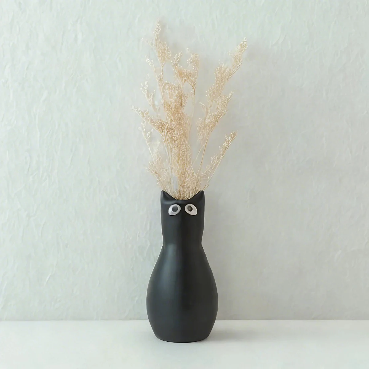 Bezaubernde 3D-gedruckte Vase mit schwarzer Katze – modernes geometrisches Design, robuster Kunststoff, geeignet für Heimdekoration und besondere Anlässe