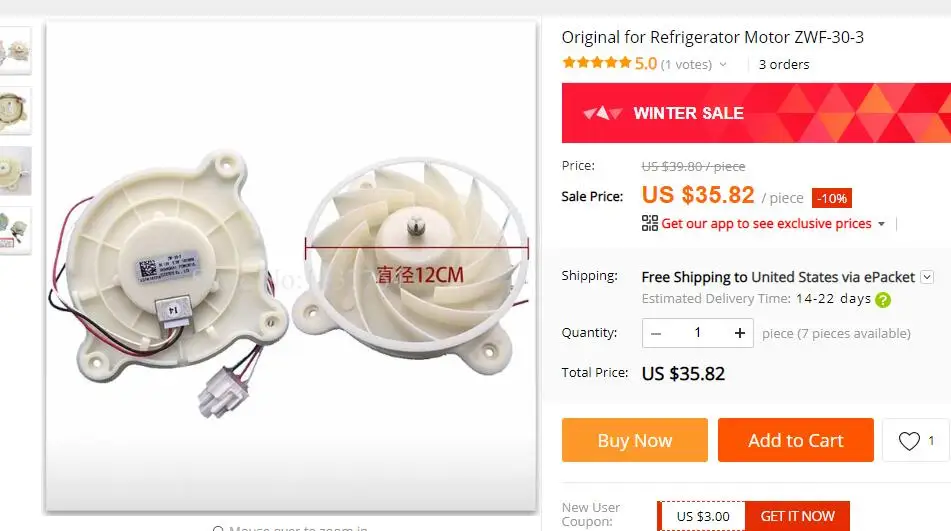 냉장고 모터 ZWF-30-3 1PCS 부품에 대한 새로운 내용
