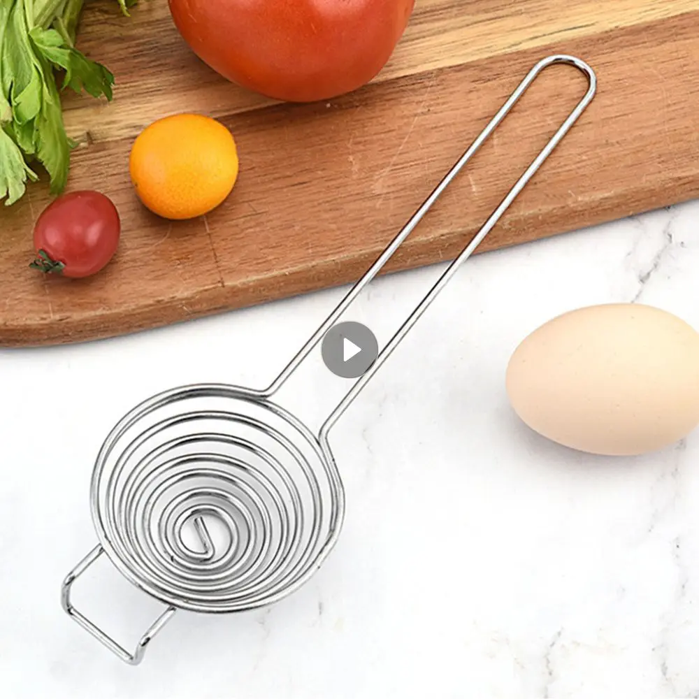 Egg Yolk Strainer Thickened Material Hanging Ear Design Stainless Steel Egg Tools Egg White Separator Extended Handle Splitter