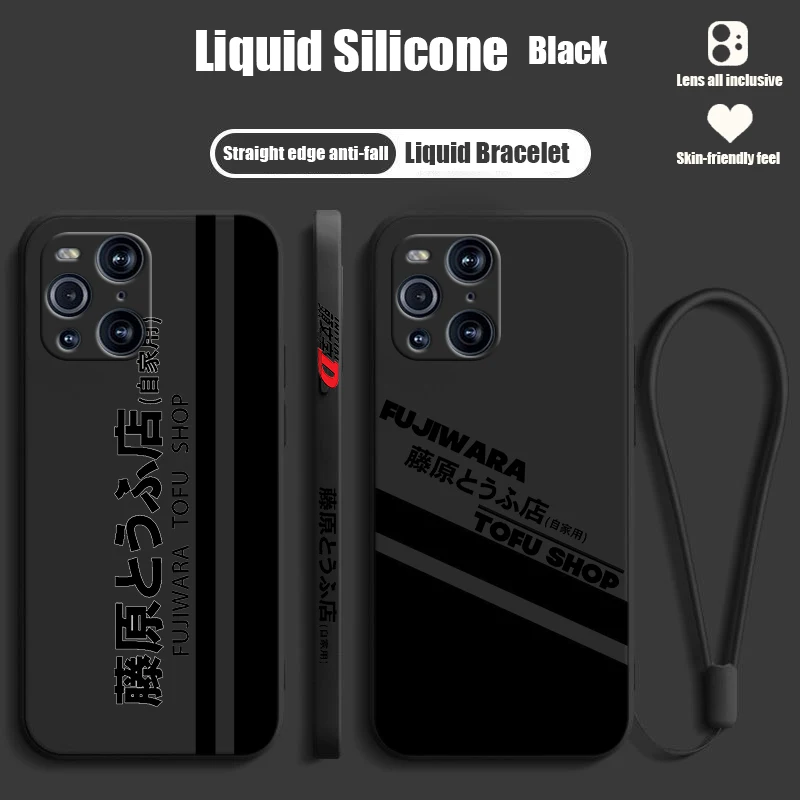 F-ujiwara T-ofu S-hop For OPPO Find X6 X5 X3 X2 Pro Lite Neo Liquid Left Rope Silicone Cover Phone Case