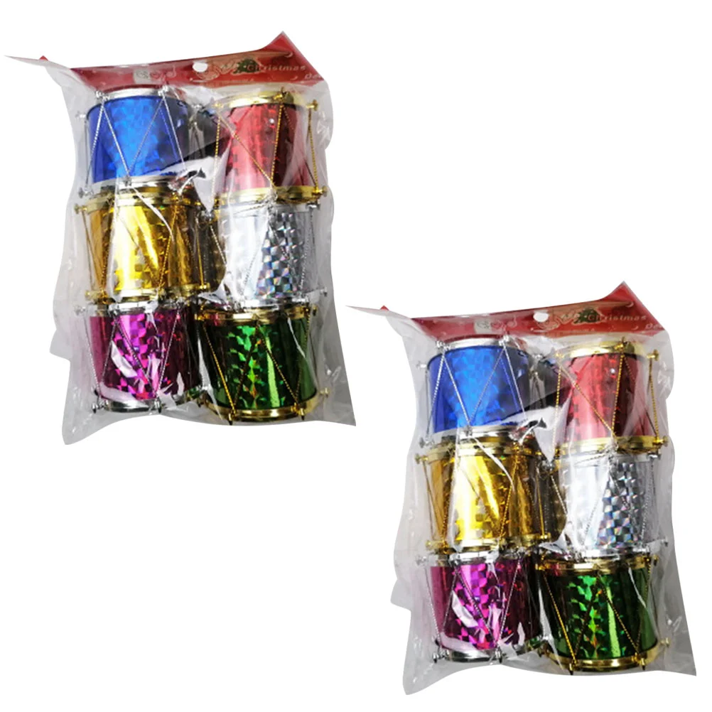 

12 PCS Drum for Xmas Tree Hanging Ball Christmas Lovely Drums Mini Holiday Jingle Bells