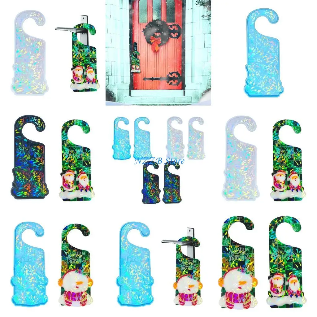 

T21F Christmas Doorknob Card Silicone Mold Epoxy Jewelry Mold Resin Casting Pendant Mold Suitable for Diy Crafts