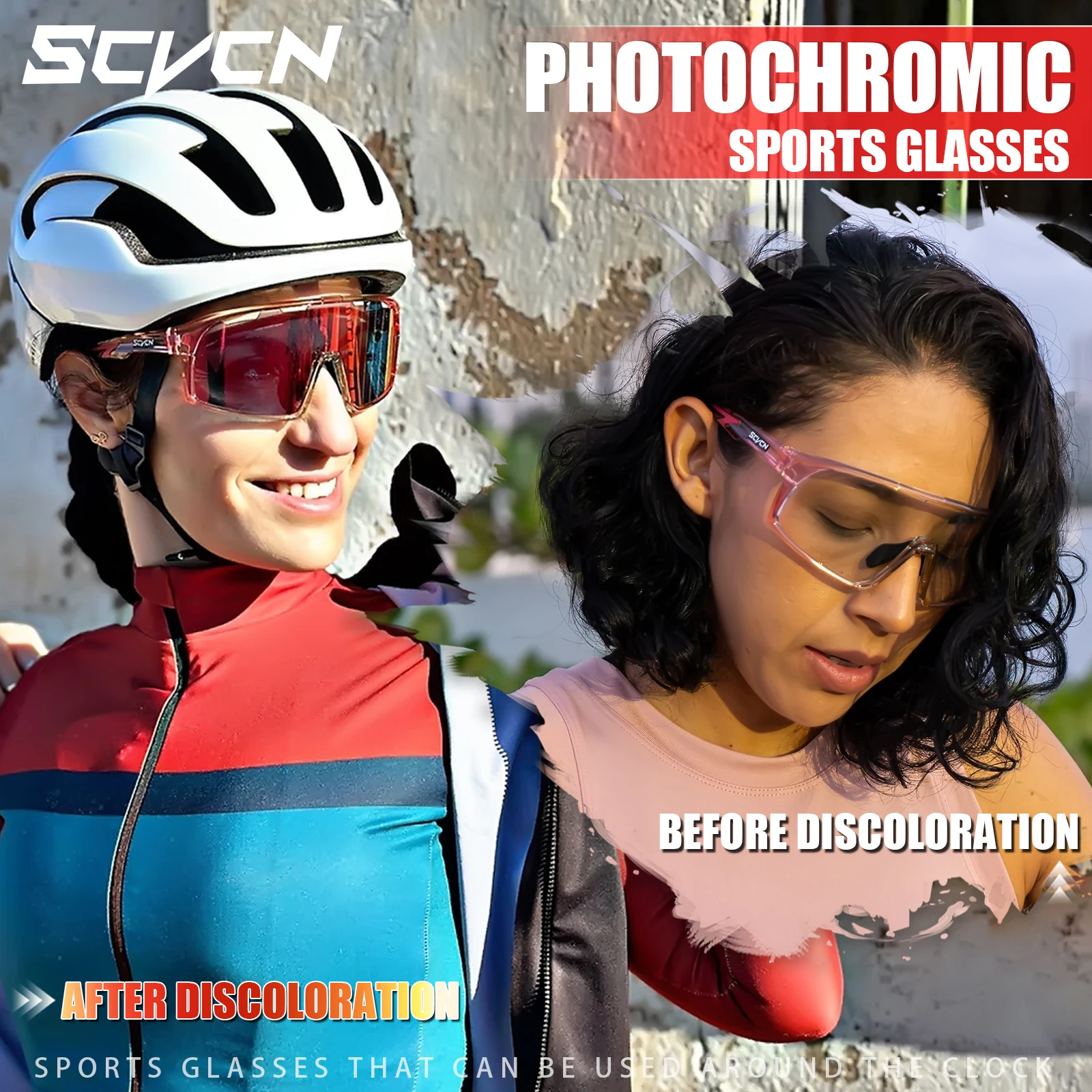 SCVCN اللونية الرياضة الدراجات نظارات الرجال النساء القيادة المشي لمسافات طويلة نظارات ركوب الخيل في الهواء الطلق نظارات حماية الجبلية UV400