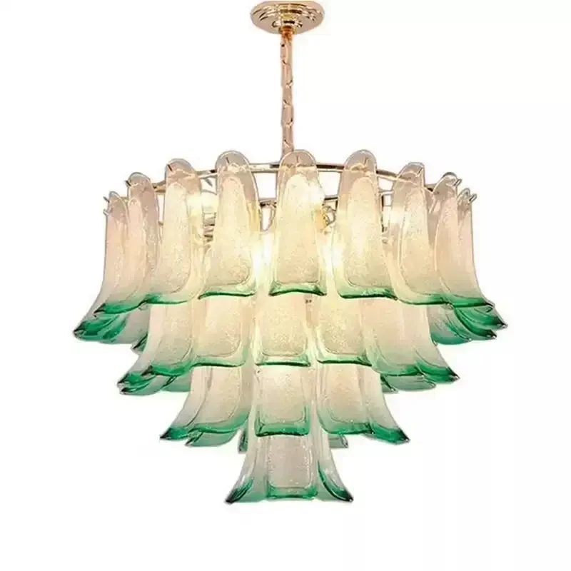 

Light luxury petal glass princess room warm chandelier American retro villa living room bedroom dining room