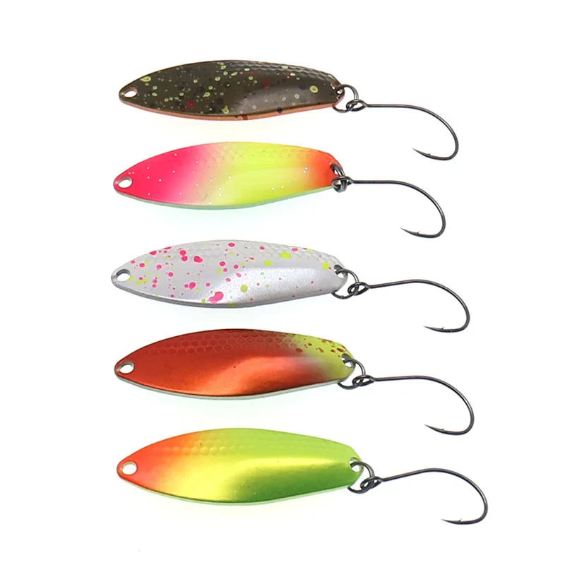 Trout Lure Spoon Bait 5g 40mm Colorful Painting Copper Metal Fishing Lures For Trout Perch Chub