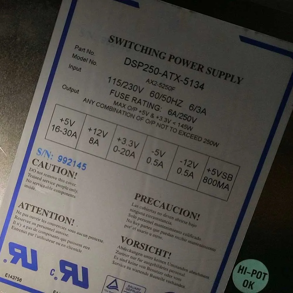 

Промышленный источник питания DSP250-ATX-5134