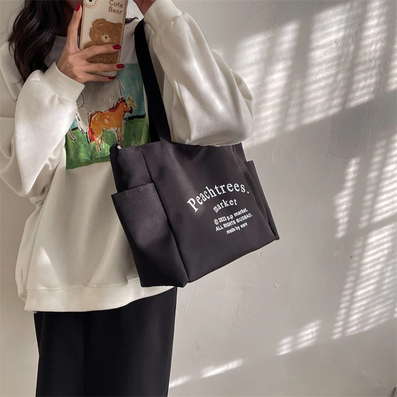 Women's Fashion Versatile Canvas Shoulder Bags Female Simplicity Handbags Large-capacity Commute Ladies Leisure Crossbody Bags