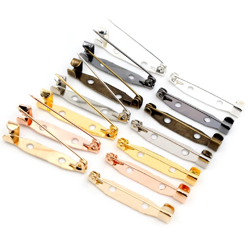 50pcs 15/20/25/30/35/40mm Length Safety Pins Brooch Settings Blank Base for Making Wedding Bouquet Brooch DIY Findings 7 Colors