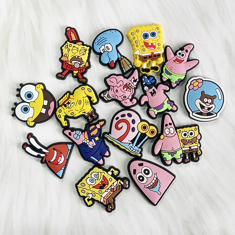 SpongeBob SquarePants 1-20pcs Cartoon Shoe Charms DIY Shoe Decoration PVC For Clog Garden Sandal Kids Gifts Shoes Accessories