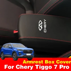 Reposabrazos de Control central de coche, cubierta embellecedora de cuero de microfibra, accesorios máx., para Chery Tiggo 7 Pro 2023 2022 2021 2020