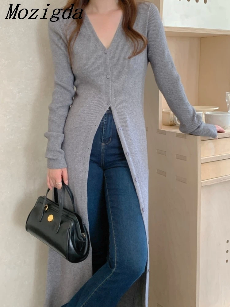 

autumn winter knitted sweater catrdigan dress women korean sexy v neck slim chic dress woman spilt ladies dresses vestidos