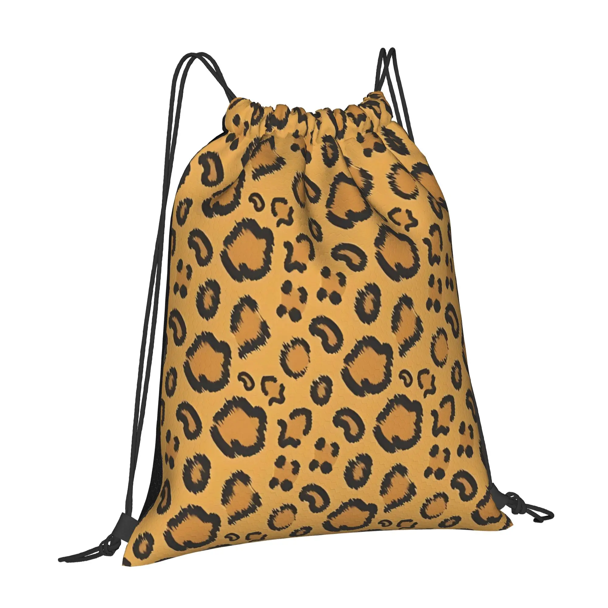 Leopard Leopard Print Multi-function Pocket Men Women Storage Backpack Teenager Travel Bag Print Drawstring Bags