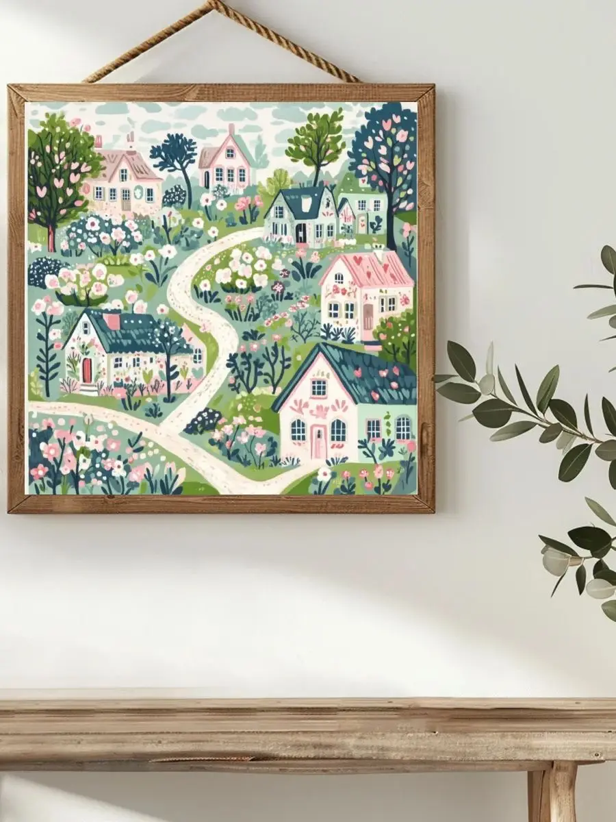 1 Stück Rahmenloses 40x40cm/15,7x15,7-Zoll 11CT/14CT Bedrucktes Kreuzstich-DIY-Set, Schöne Landschaft, Geeignet für Erwachsene Anfänger – Detail 1