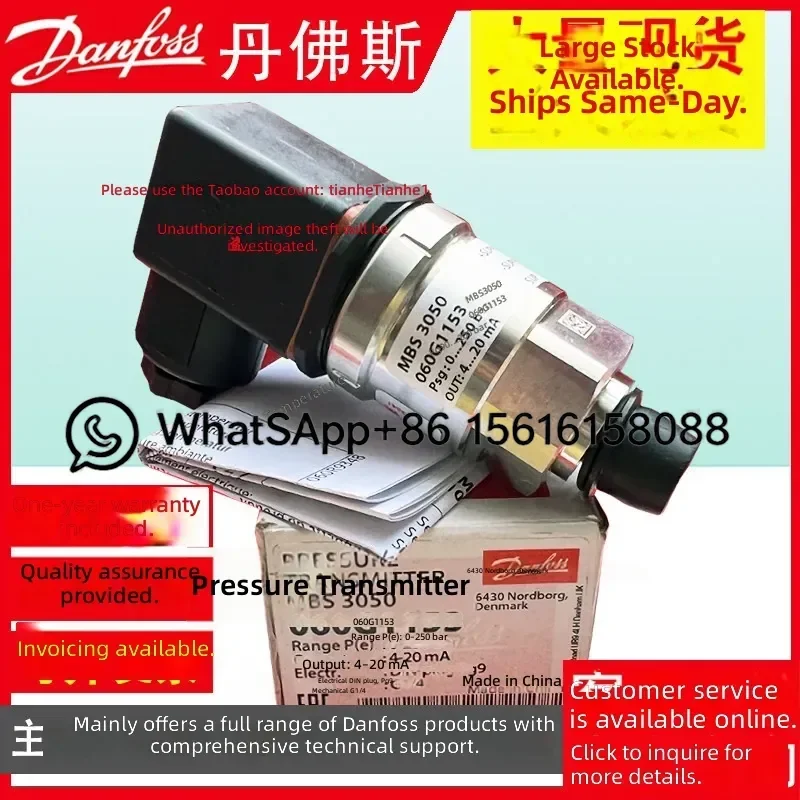 Danfoss MBS3000 2011 A1AB04 0 Pressure Transducer Transmitter Industrial Sensor Gauge High Precision Hydraulic Air Oil Water