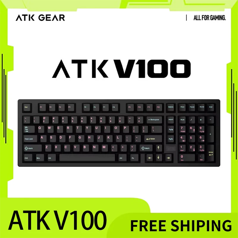 Atk V100 Pro Mechanical Keyboard Wireless Tri Mode Custom Aluminium Alloy Esport Gaming Keyboard Gasket For Pc Accessories Gift