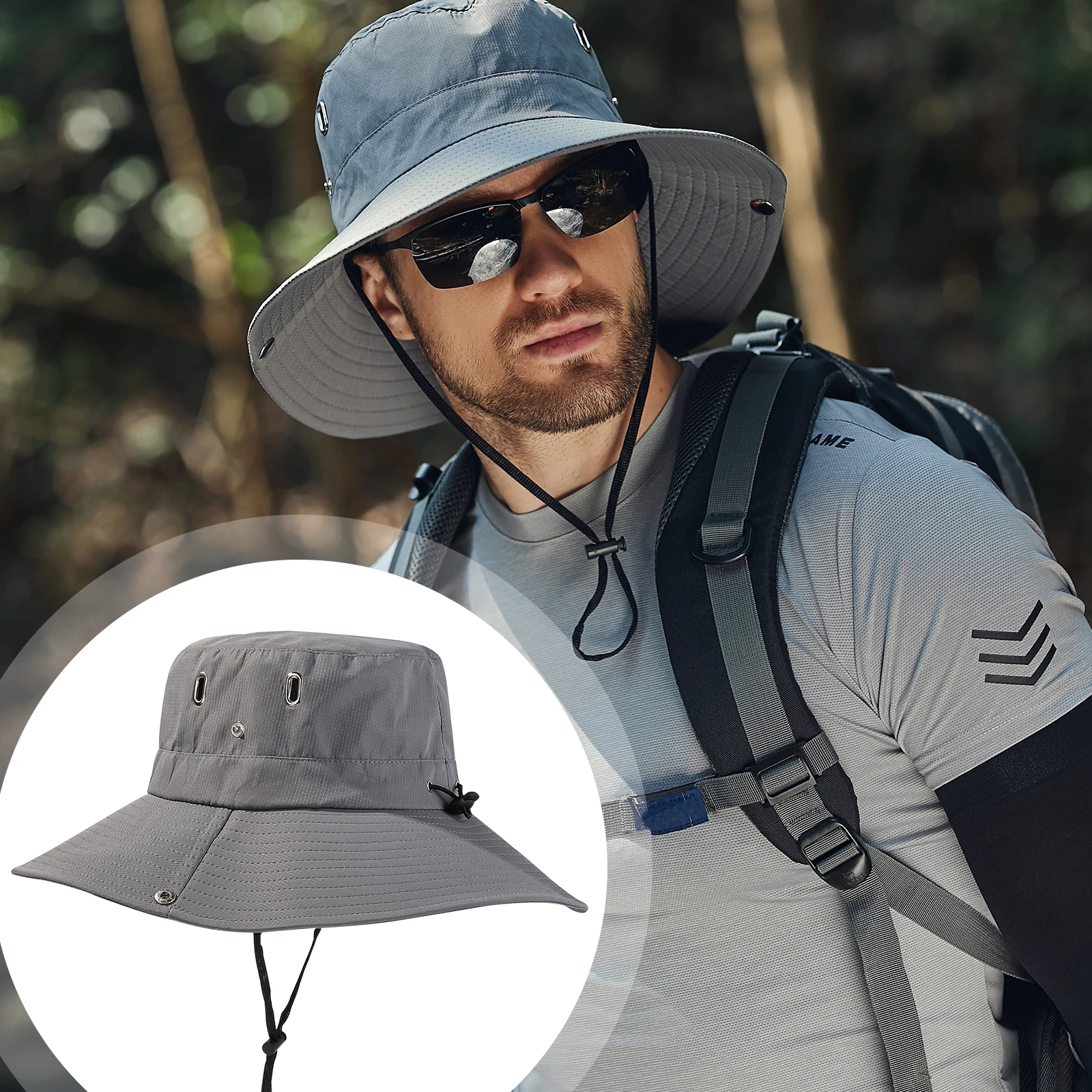 Men's and Women's Sun Fisherman Hats Wide Brimmed Foldable Buni Hats Suitable for Outdoor Summer Fishing Hiking Gardening