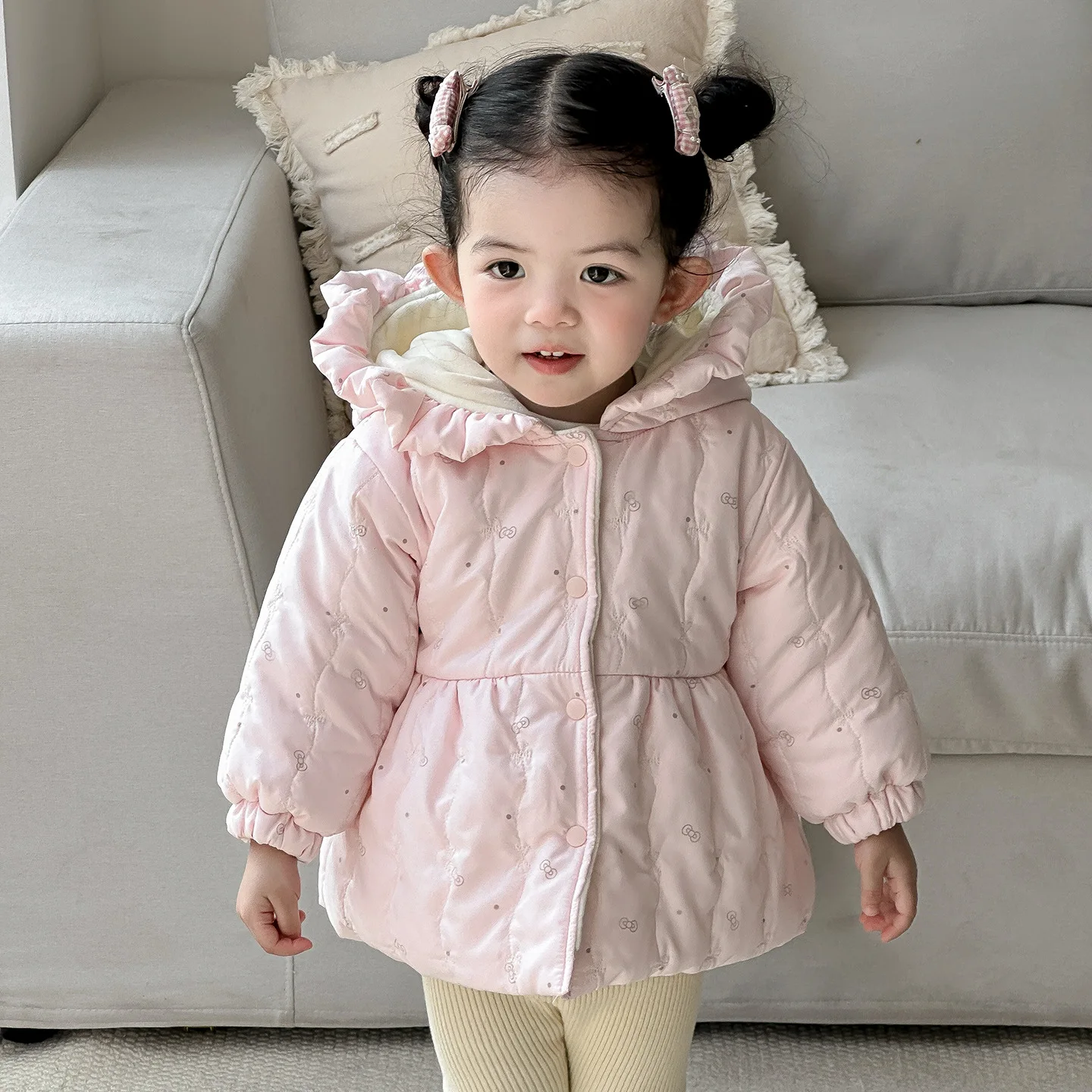 

Зимний комплект детской одежды, толстый теплый пуховик для маленьких девочек, однотонная майка для маленьких девочек, трикотажные леггинсы со средней талией для новорожденных девочек