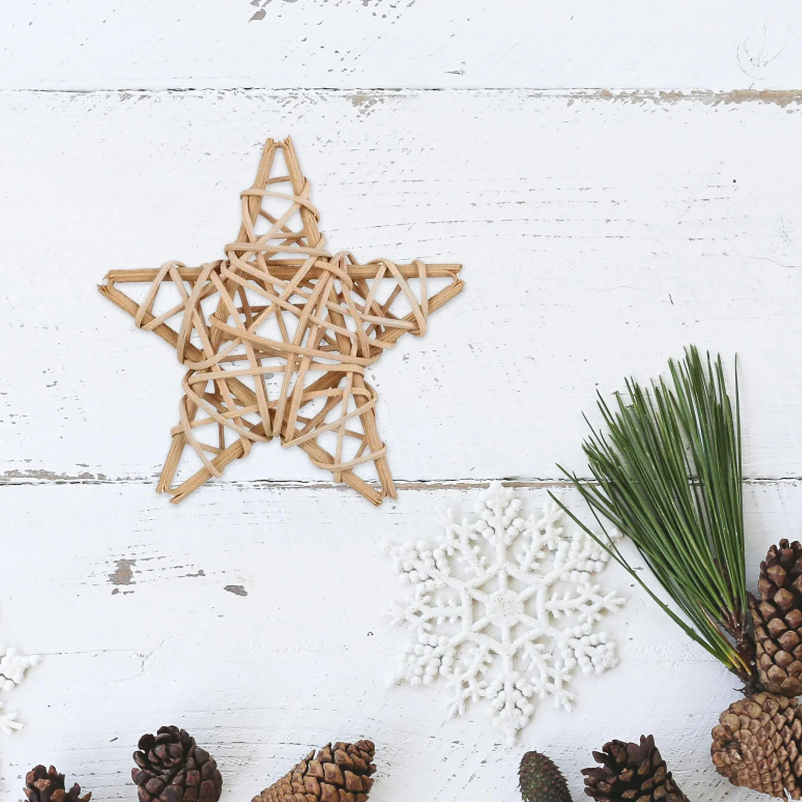 

6Pcs Wicker Rattan Stars Balls 12cm Star Shaped Decorations Christmas Tree Vase Filler Wedding Holiday Party DIY