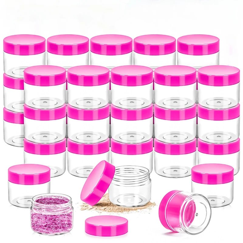 30pcs Empty Sample Pots 20g Plastic Cosmetic Jar Travel Cosmetic Container Jar for Toiletries Cream Lip Balm Portable Makeup Jar
