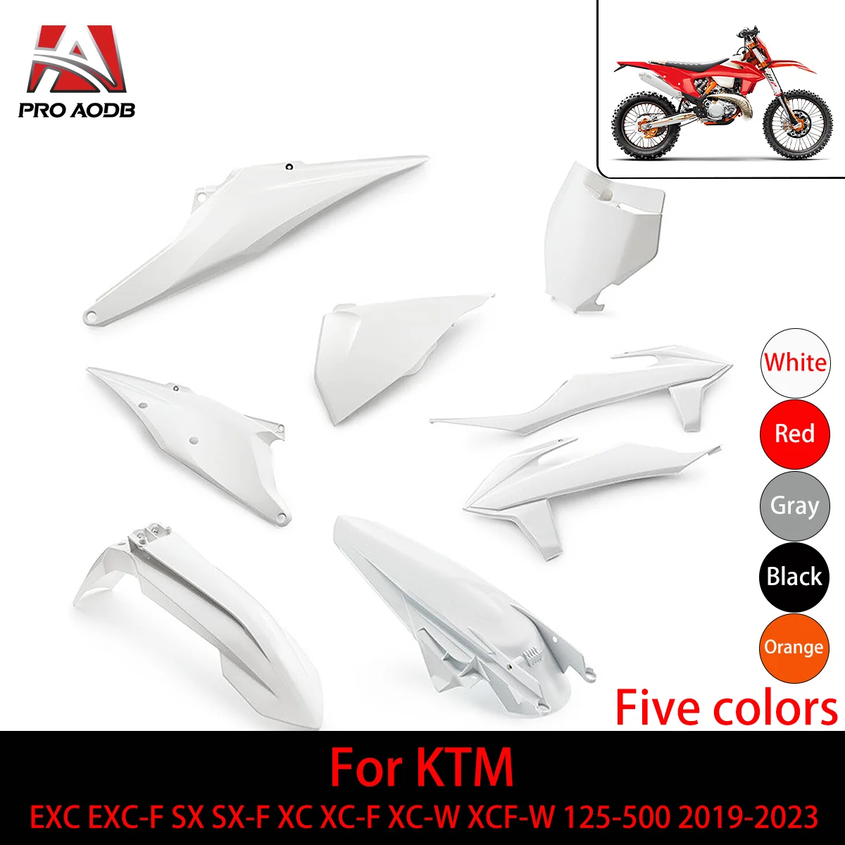 

Motorcycle Plastic Kit Full Body Fairing Cover For KTM 125-500 2019-2023 Front Rear Fender Fuel Tank Guard Side Mudguards Panels