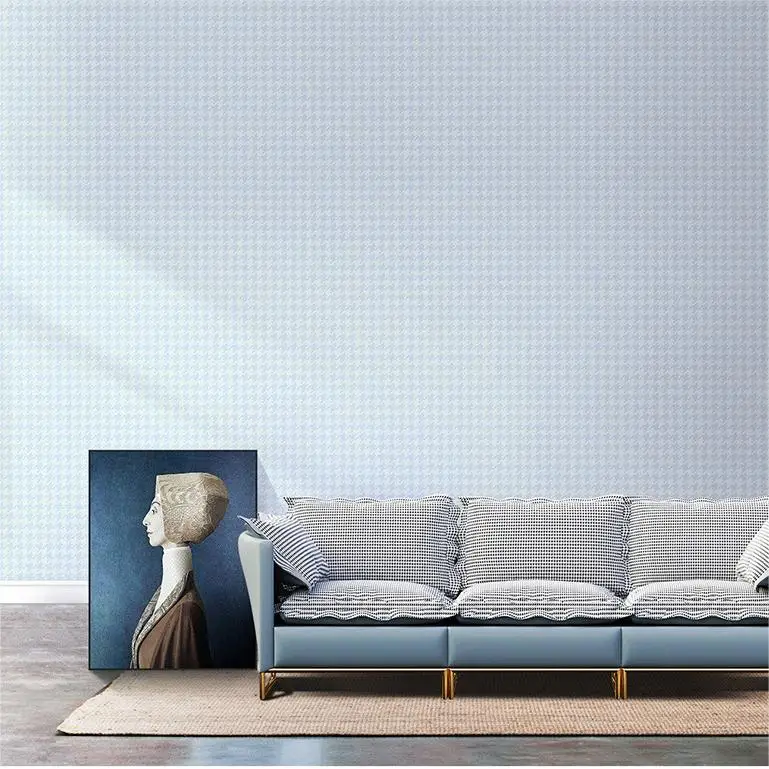 Modern minimalist non-woven fabric plain grid wallpaper thousand bird grid living room bedroom children's room wallpaper